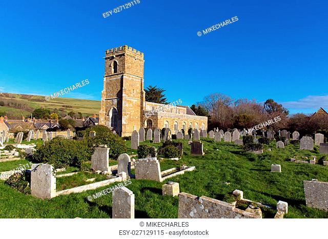 Abbotsbury church of St Nicholas Dorset UK in the village known for its swannery, subtropical gardens and historic stone buildings on the Jurassic Coast