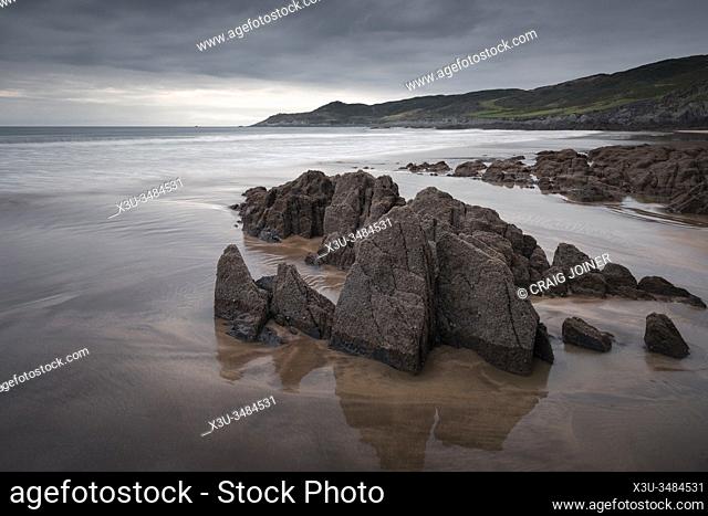 Combesgate Beach and Morte Point on the North Devon coast at Woolacombe, England