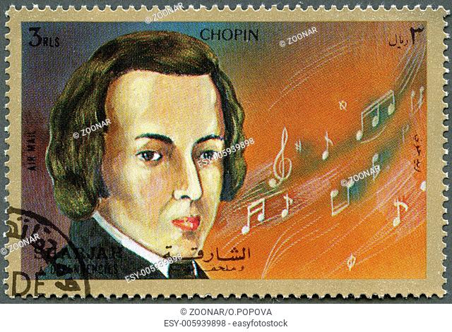 SHARJAH DEPENDENCIES - 1972 : shows Frederic Chopin (1810-1849)