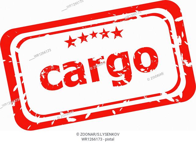 cargo on red rubber stamp over a white background
