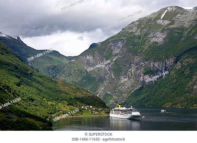 Cruise ship in the sea, Geirangerfjord, More og Romsdal, Sunnmore, Norway