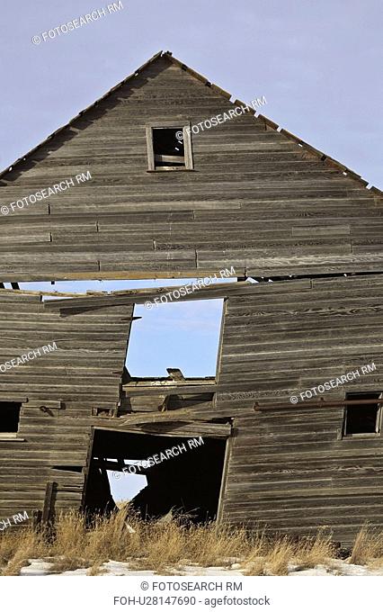 saskatchewan, down, scenic, barn, old, falling