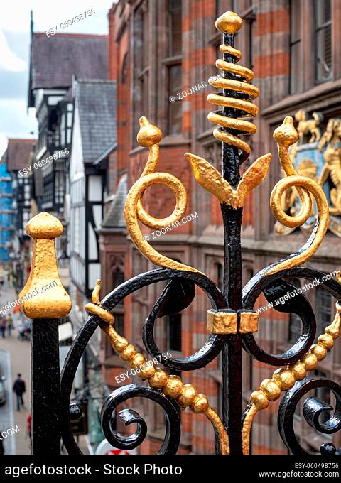 Gold Painted Wrought Iron Railings in Chester
