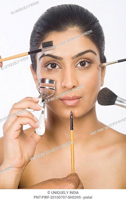 Portrait of a woman getting beauty treatment