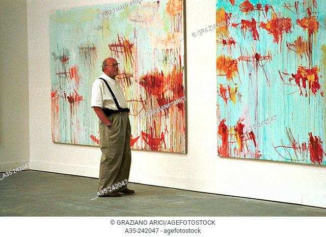 American painter Cy Twombly in his room 'Lepanto', 49th Venice Biennale, 2001