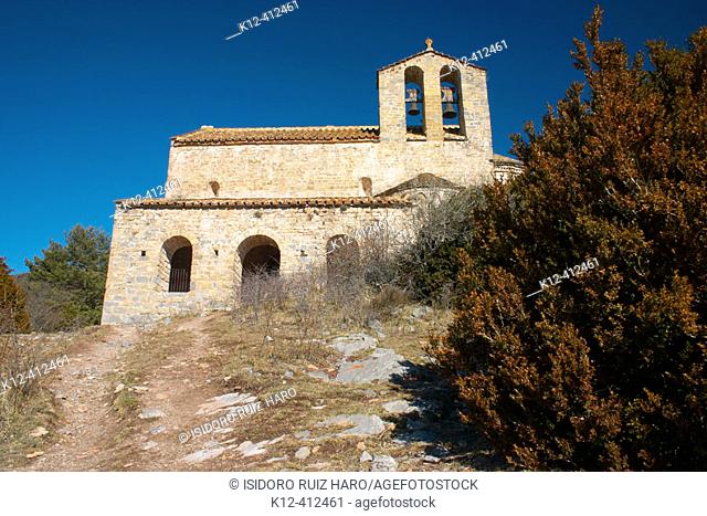 Romanesque church of Sant Pere de Montgrony (9th Century) near Gombrèn. Ripollès region. Girona province. Catalonia. Spain