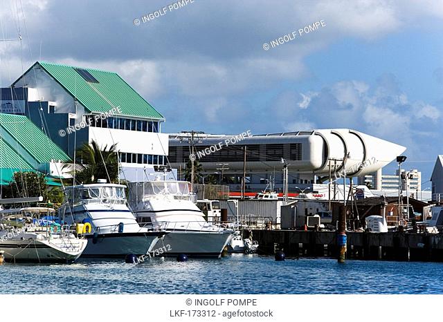 View over harbor, Kensington Oval in background, Bridgetown, Barbados, Caribbean