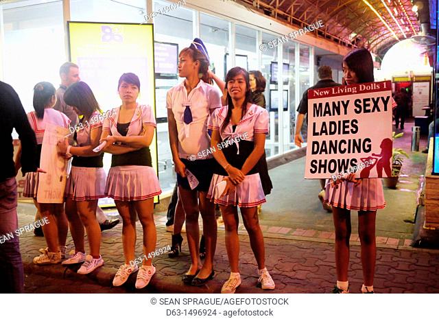 Prostitutes outside a bar, Pattaya beach resort and centre for sex tourism, Thailand