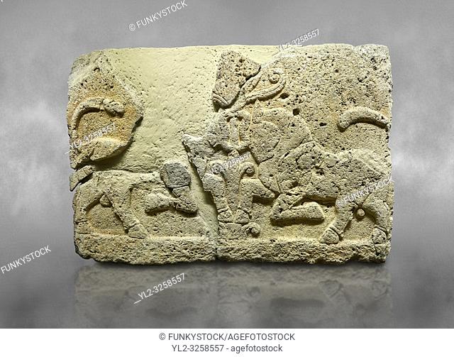 Hittite relief sculpted orthostat stone panel of Herald's Wall Limestone, Karkamis, (Kargamis), Carchemish (Karkemish), 900-700 B.C