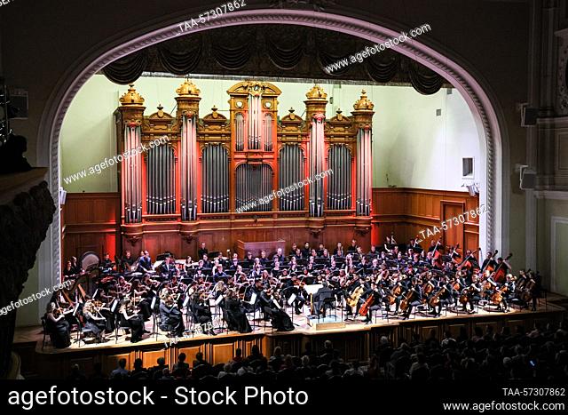 RUSSIA, MOSCOW - FEBRUARY 11, 2023: A concert as part of the closing ceremony of the 4th Moscow Winter International Arts Festival at the Moscow Conservatory