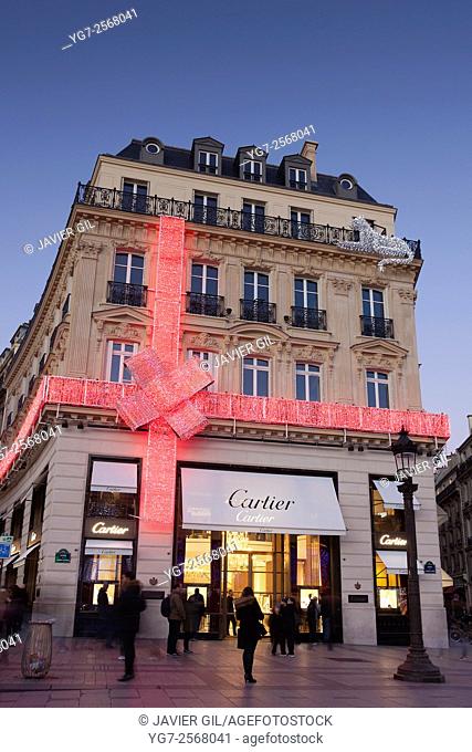 Cartier jeweller in the Champs Elysees, Paris, Ile-de-France, France
