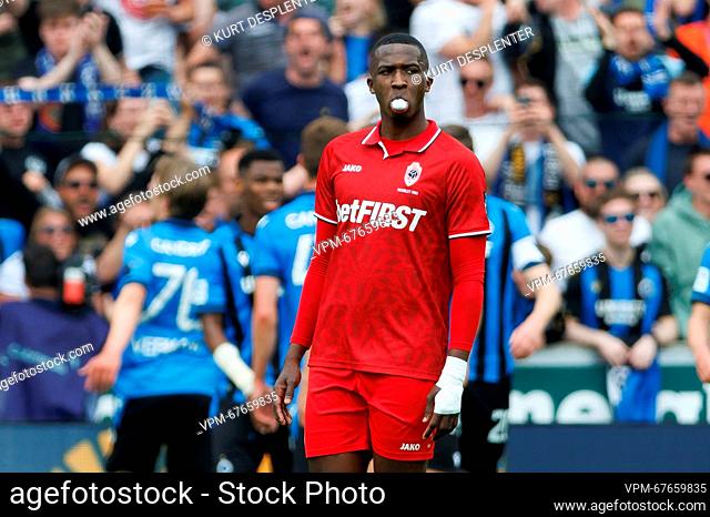 Antwerp's William Pacho Tenorio looks dejected during a soccer match between Club Brugge and Royal Antwerp, Sunday 21 May 2023 in Brugge