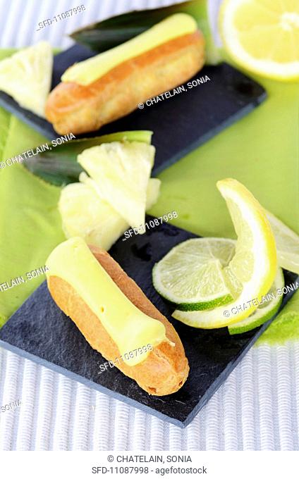 Pineapple and lime eclairs