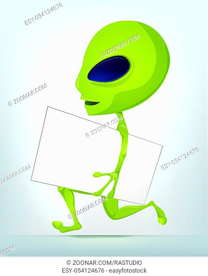 Cartoon Character Funny Alien Isolated on Grey Gradient Background. Postman. Vector EPS 10