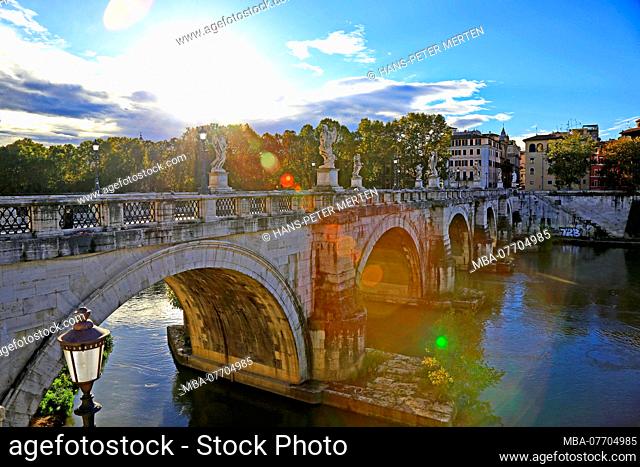 Ponte Sant' Angelo above the Tiber River, Rome, Lazio, Italy