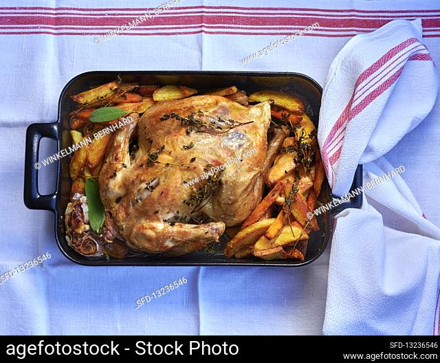Oven-roasted chicken with vegetables pure