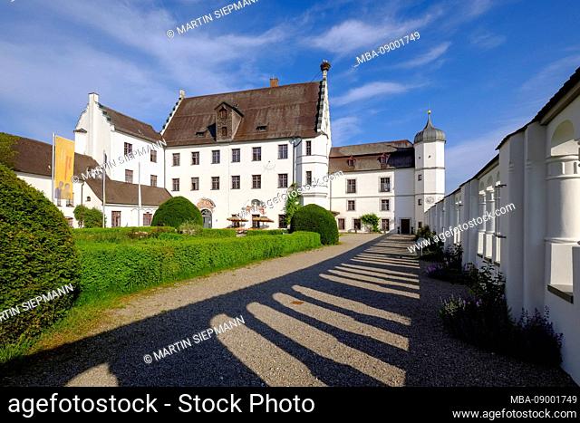 Inner courtyard, Vöhlinschloss, Illertissen, Swabia, Bavaria, Germany
