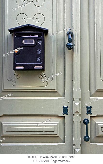 Door, mailbox, Llagostera, Catalonia, Spain