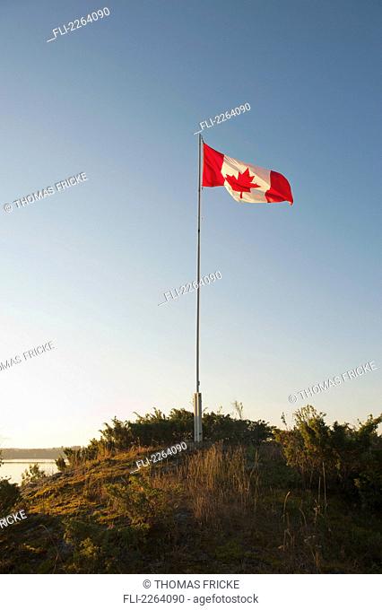Canadian flags flying on flagpoles Stock Photos and Images | agefotostock