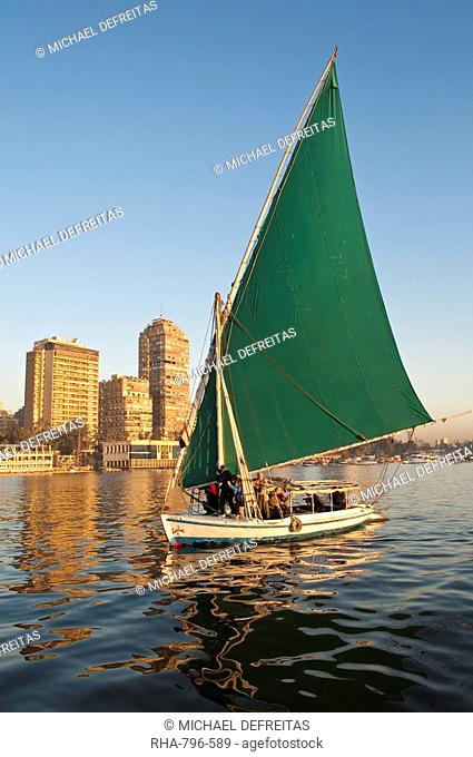 A felucca on the River Nile, Cairo, Egypt, North Africa, Africa
