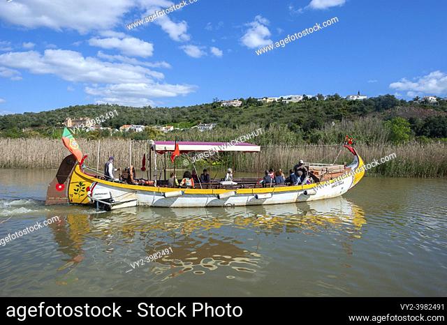 Traditional fishing boat as excursion boat on the Rio Arade, Silves, Algarve, Portugal, Europe