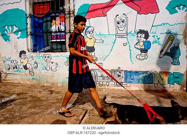 Boy Walking with Dog, Barreiro Slum, Belém, Pará, Brazil