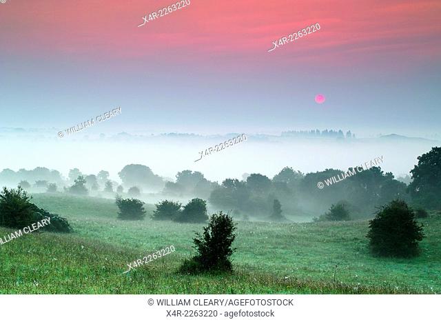 Foggy sunrise, Hill of Uisneach, County Westmeath, Ireland