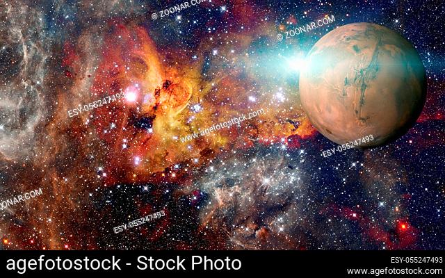Planet Mars in the solar system. Elements of this image are furnished by NASA