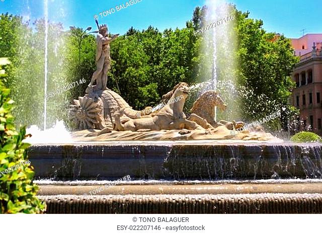 Madrid Neptuno fountain in Paseo de la Castellana