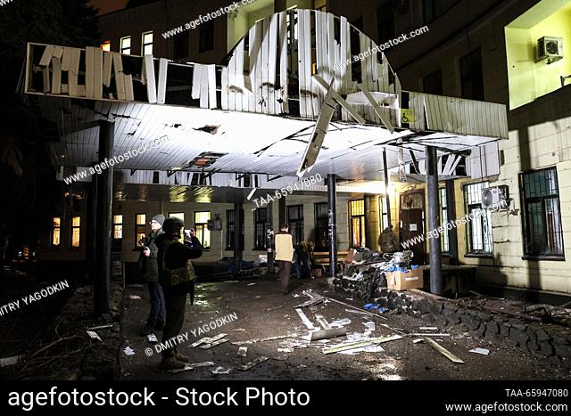 RUSSIA, DONETSK - DECEMBER 20, 2023: The Republican Trauma Centre suffers damage from a Ukrainian military strike, casualties reported