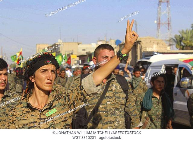 SYRIA / IRAQ -- circa 2016 -- Kurdish YPG fighters on the frontline somewhere in northern Syria or Iraq circa 2017 -- Picture by Atlas Photo Archive
