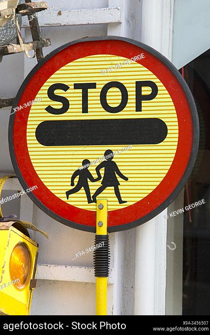 Yellow and Red School Crossing Sign