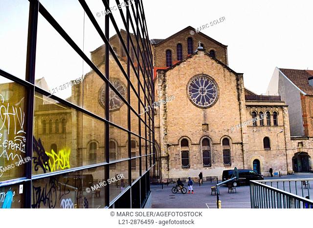 Santa Maria de Montalegre church. Terenci Moix square, Barcelona, Catalonia, Spain