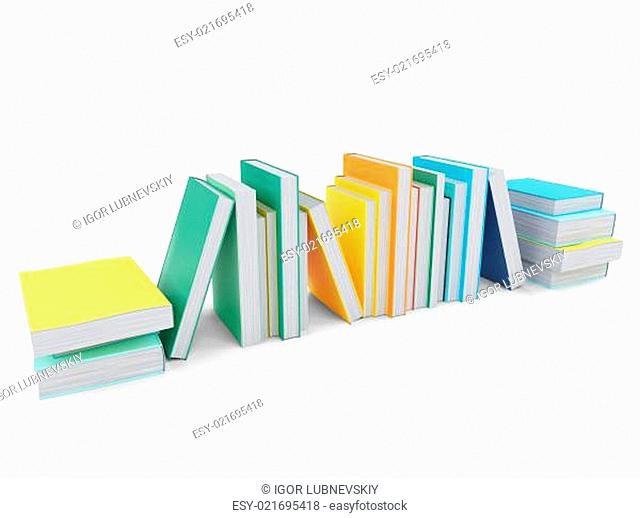 Colored books over white