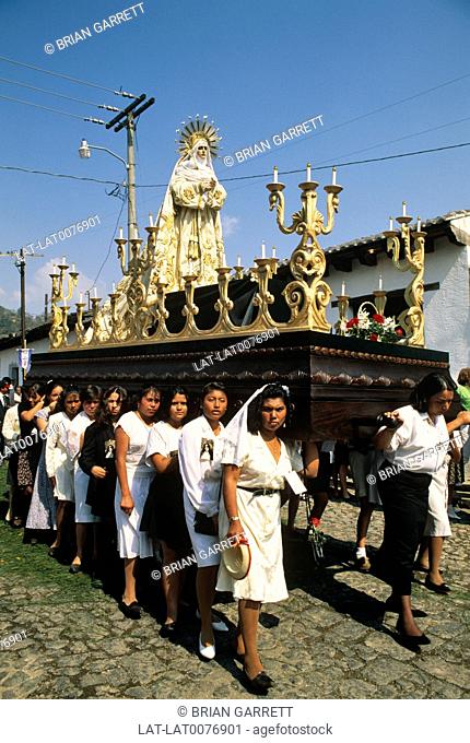 The Semana santa parade in Holy week before Easter is an annual event in towns across the region. A statue of the Madonna is carried through the streets in...