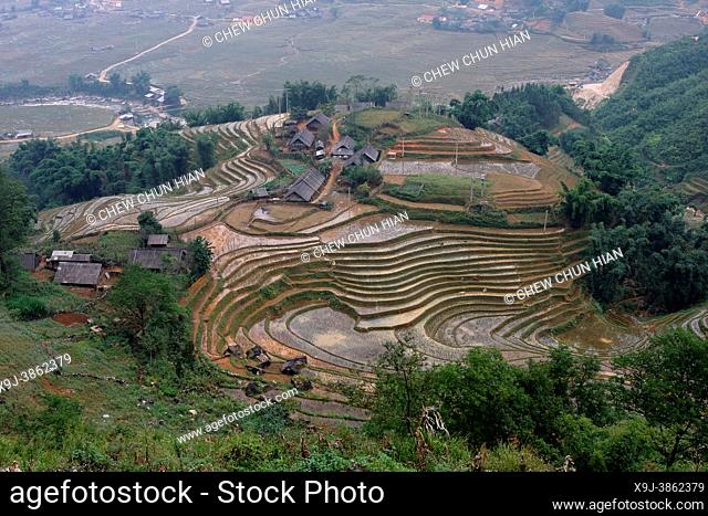 A Farm in the Landscape of Sapa in Vietnam