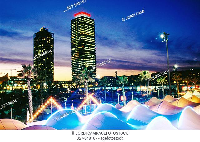 Mapfre tower and Hotel Arts. Olympic Village. Barcelona. Spain