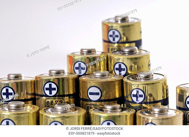batteries on white background