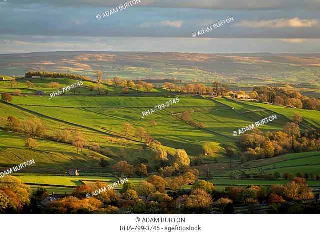 Rolling countryside near Malham in autumn, Yorkshire Dales National Park, Yorkshire, England, United Kingdom, Europe