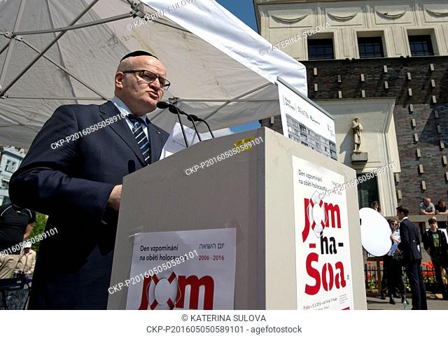 Czech Culture Minister Daniel Herman attends public reading of Holocaust victims' names to mark Day of Remembrance of Holocaust Victims Yom Hashoah in Prague