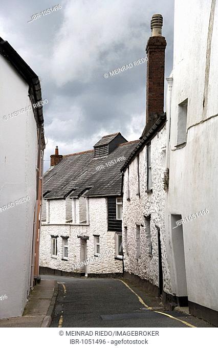 Alleyway in the historic district of Totnes, Devon, Great Britain, Europe