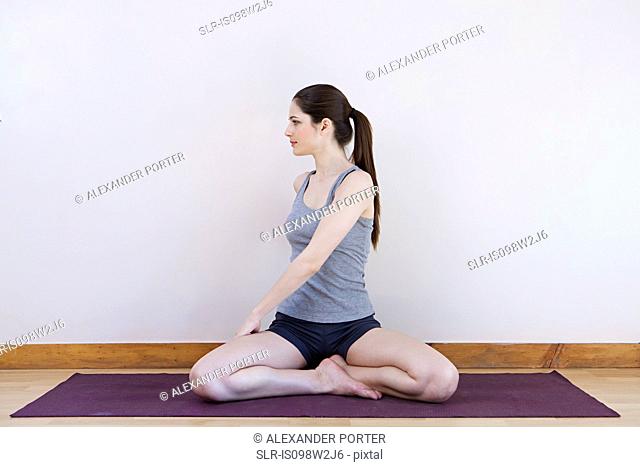 Woman stretching during yoga