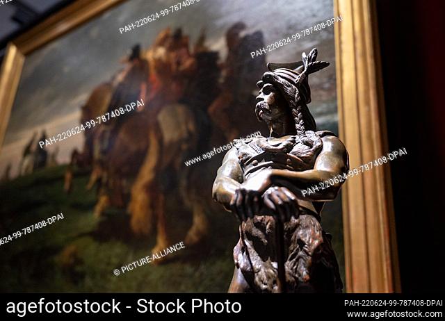 24 June 2022, Rhineland-Palatinate, Trier: A bronze figure of ""Vercingétorix"" is on display at the Simeonstift Museum as part of the state exhibition ""The...