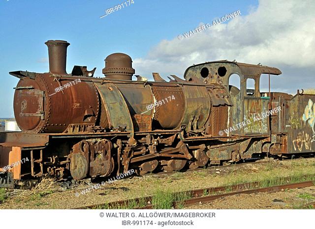 Corroded steam locomotive at the Port Elisabeth train cemetery, South Africa, Africa