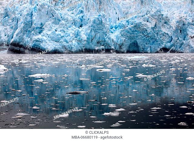 A tide water glacier front in Alaska, prince william sound