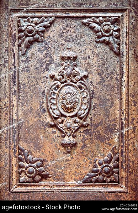 Old metal door texture with rust