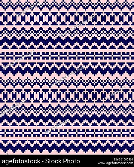 Pink Navy Christmas fair isle pattern background for fashion textiles, knitwear and graphics