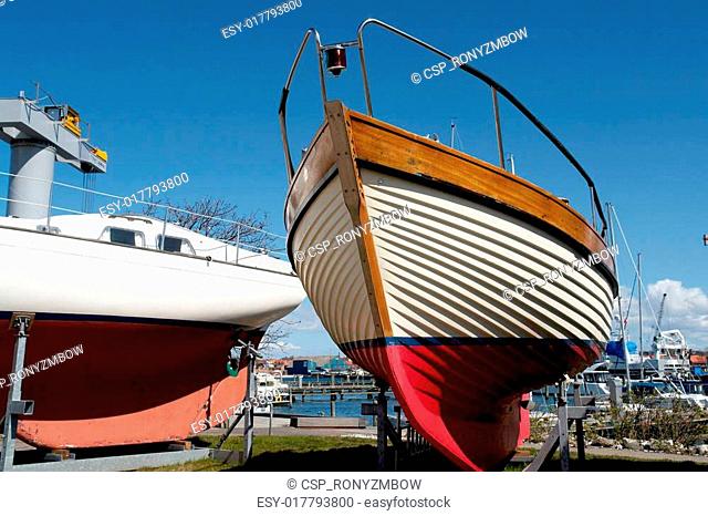 Prow of a wooden yacht boat