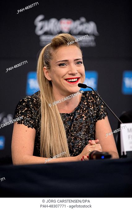 Singer Mei Finegold representing Israel poses during a press conference at the Eurovision Song Contest 2014 in Copenhagen, Denmark, 03 May 2014
