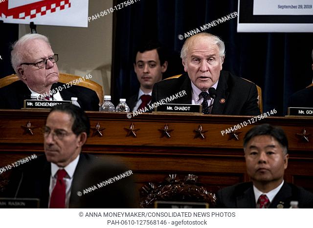 United States Representative Steve Chabot (Republican of Ohio), top right, speaks during a public impeachment inquiry hearing with the US House Judiciary...